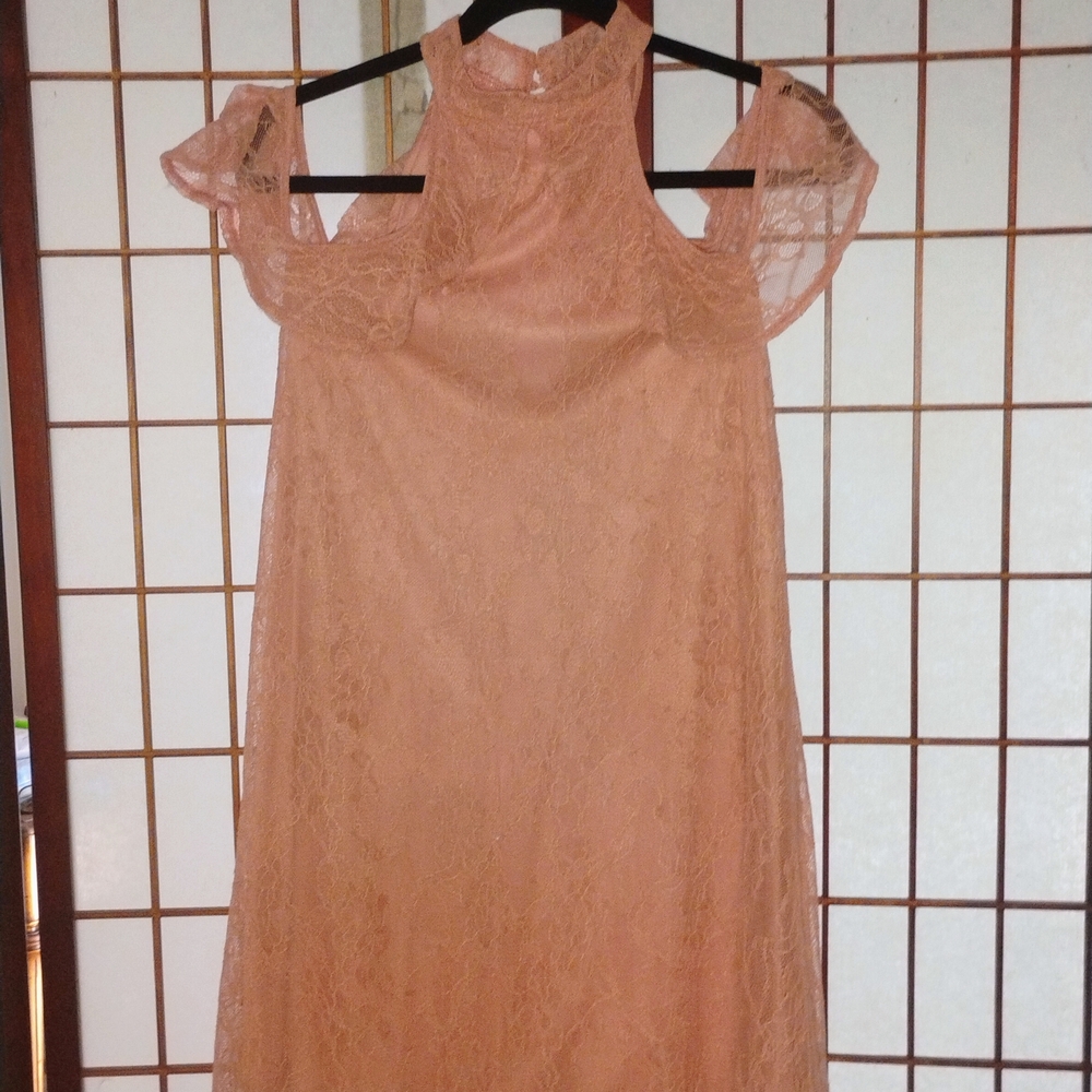 Elegant Lace Dress in Peach
